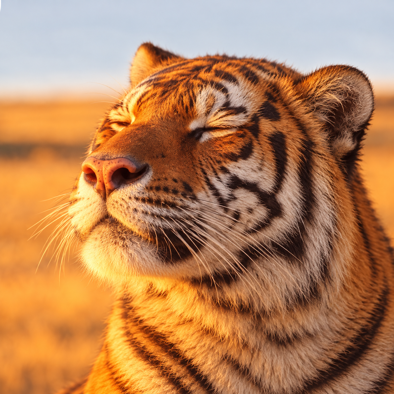 Chill Tiger resting in golden sunlight
